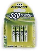 Ansmann Blister 4 X Accu, AAA, 550 mAh AAA / HR03 Nichel-Metallo Idruro (NiMH)