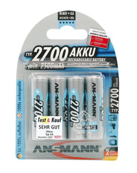 Ansmann Blister 4 X Accu, AA, 2700mAh AA / HR6 Nichel-Metallo Idruro (NiMH)