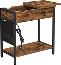 Tavolino laterale in stile loft rustico marrone Valora con ripiano | Vintage