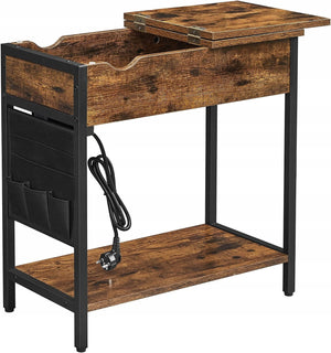 Tavolino laterale in stile loft rustico marrone Valora con ripiano | Vintage