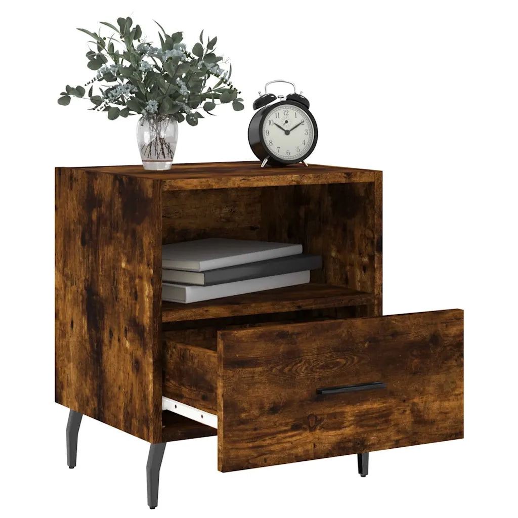Set di 2 Comodini | Armadio da Notte | Mobiletto da notte Rovere Fumo 40x35x47,5 cm in Legno Multistrato