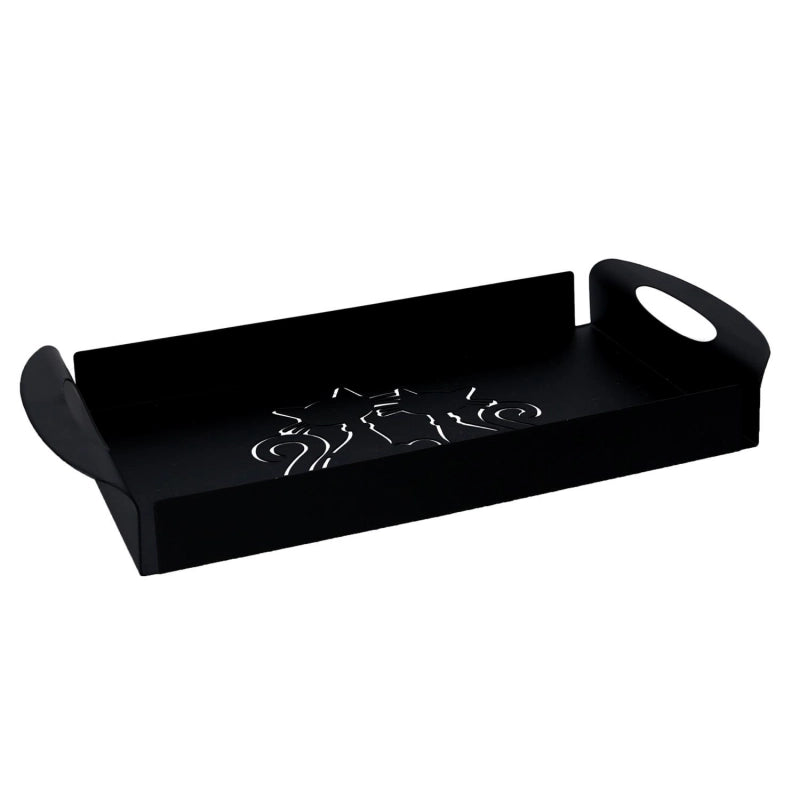 Vassoio metallo gatti nero rettangolare cm 41x20h5