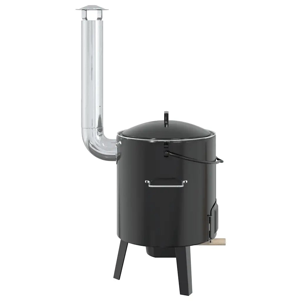 Cannone Gulasch con Camino e Coperchio Nero Acciaio Smaltato CFW1093226