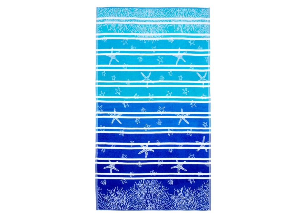 Telo Mare Jacquard Spugna Asciugamano Spiaggia Disegno Lanzarote Degradè - Telo Mare - Blu