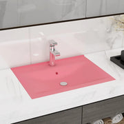 Lavandino con Foro Rubinetto Rosa Opaco 60x46 cm in Ceramica 147021