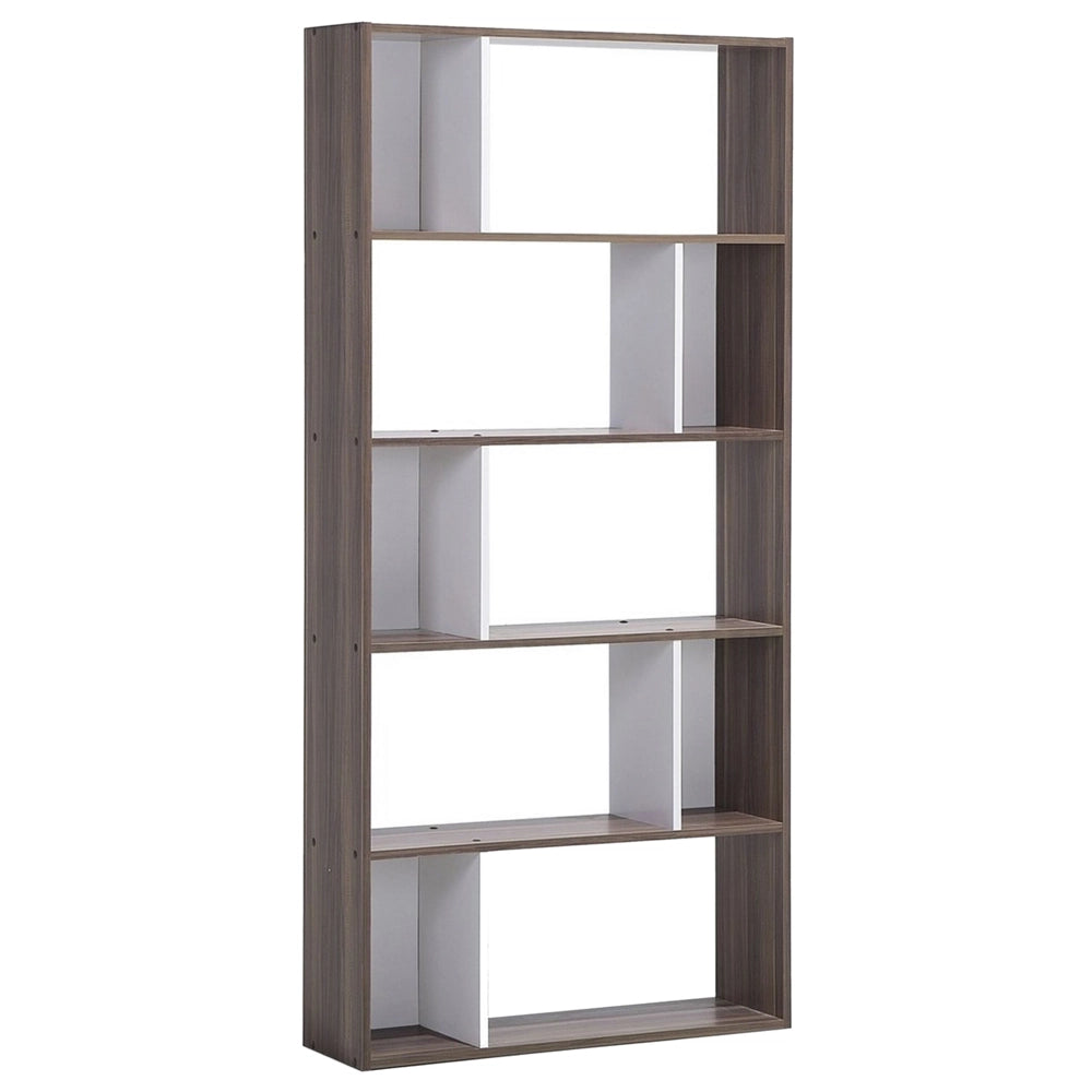 Libreria Legno Scuro e Bianco 174 x 83 cm Scaffali Grandi e Piccoli Scandinavi