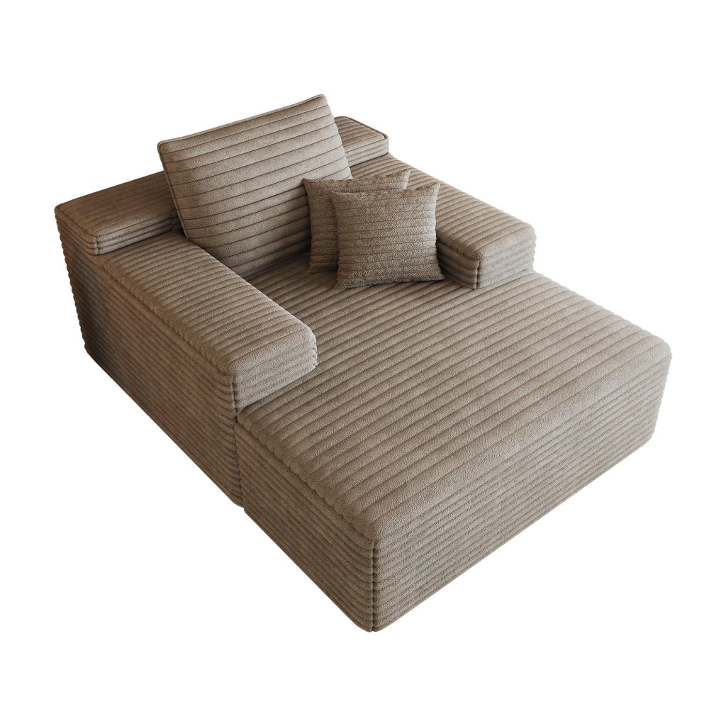Poltrona a sdraio, divano in velluto a coste, 115 x 159 x 83 cm, struttura senza telaio, non richiede montaggio, cammello