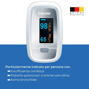 Beurer PO 30 Saturimetro per il Monitoraggio della Saturazione di Ossigeno nel Sangue e del Battito Cardiaco