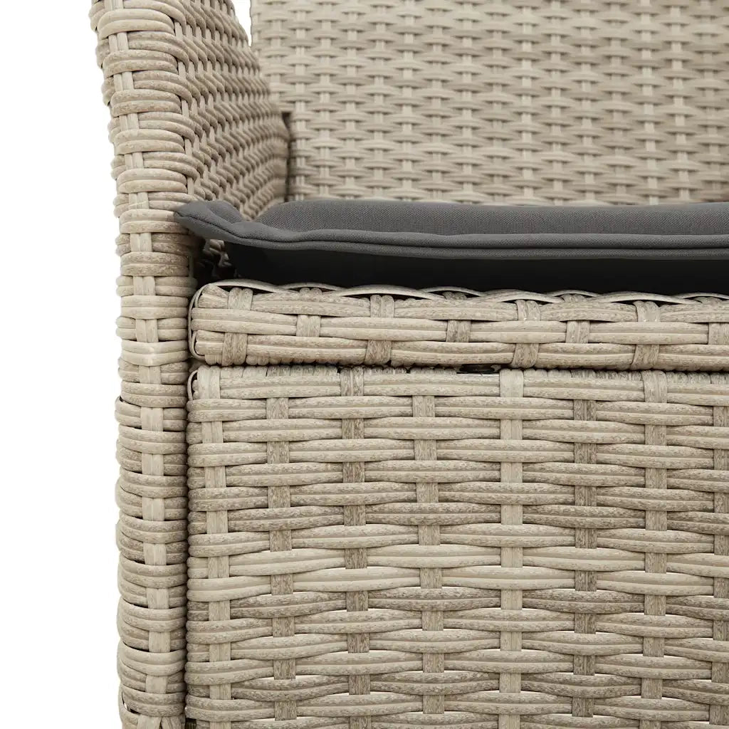 Set Pranzo Giardino 7 pz Cuscini Grigio Chiaro Polyrattan Vetro