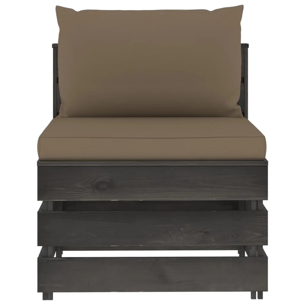 Divano Centrale Modulare con Cuscini in Legno Impregnato Grigio cod mxl 68796