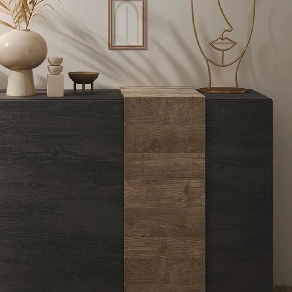 Mobile Madia a 2 Ante e 3 Cassetti Linea Venus L 181 Cm x H 86 Cm x P 44, realizzata in legno 100% MADE IN ITALY, design moderno per cucina, sala da pranzo, soggiorno, colore Titanio/Mercure