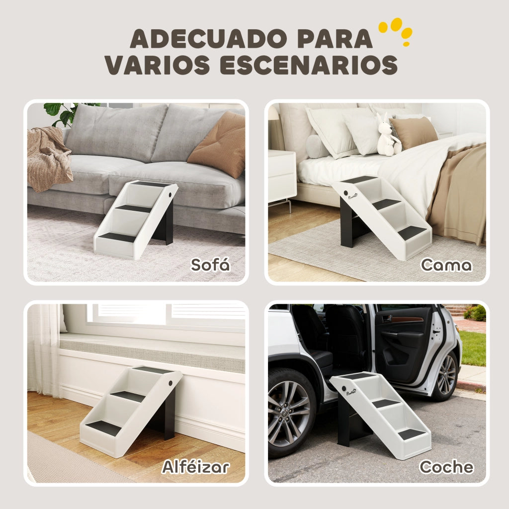 Scaletta per Cani Pieghevole 3 Gradini per Animali Anziani ¨C zephmum ¨C Crema 53x30,5x36,5 cm