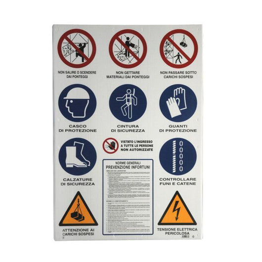 Cartello Cantiere 11 Simboli 98X138 Plastica