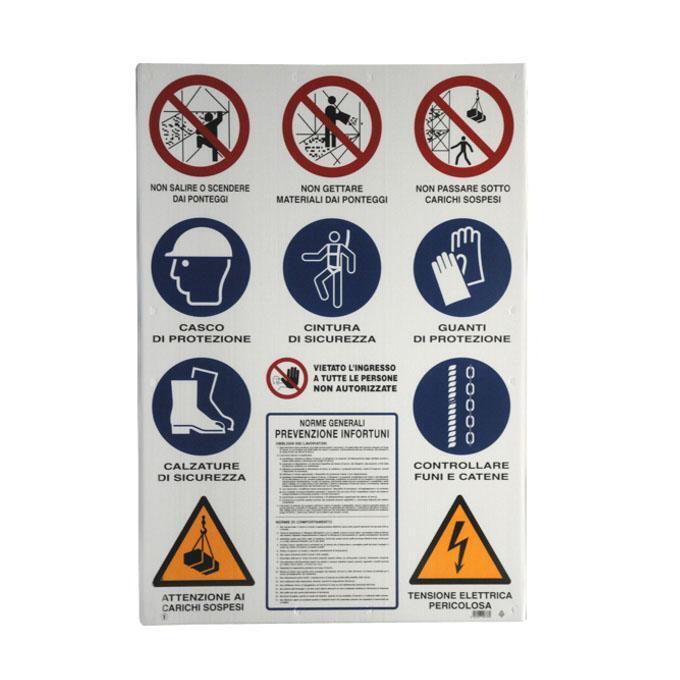 Cartello Cantiere 11 Simboli 98X138 Plastica