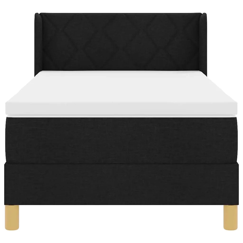 Letto a molle con materasso Nero 190 x 90 cm Tessuto