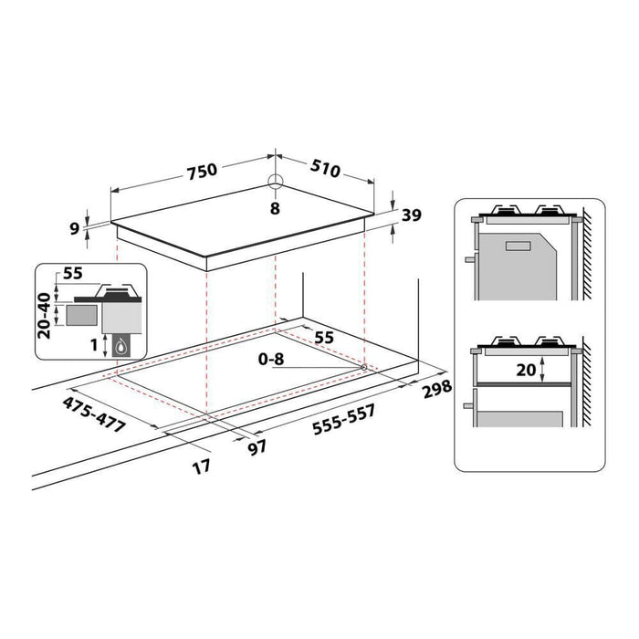 Hotpoint Ariston Piano cottura a gas PCN 752 T/IX/HA
