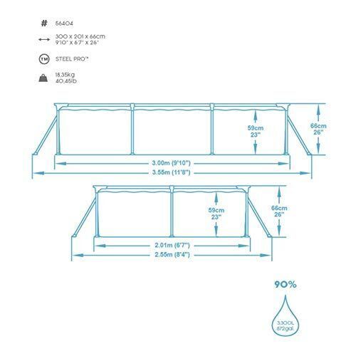 Bestway Steel Pro 56404 piscina fuori terra Piscina con bordi Piscina rettangolare 3300 L Blu