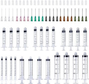 Spugnole in plastica riciclabili Multiuso - 24 pezzi - Boccia universale con aghi e cappuccio ermetico - Materiale trasparente duraturo - Scala precisa per la misura dei liquidi - Laboratorio.