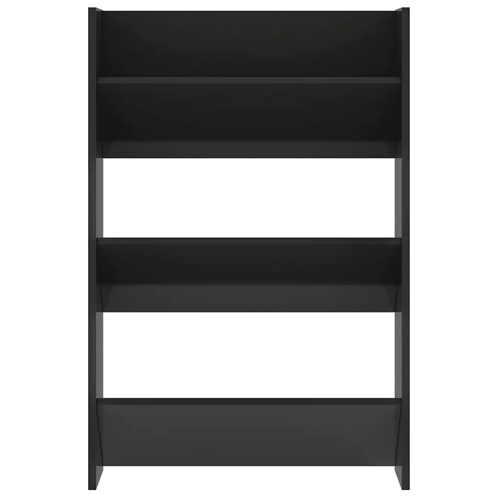 Scarpiere a Muro 2pz Nero Lucido 60x18x90cm Legno Multistrato 806774