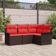 Set Divano da Giardino 4 pcs Marrone polyrattan
