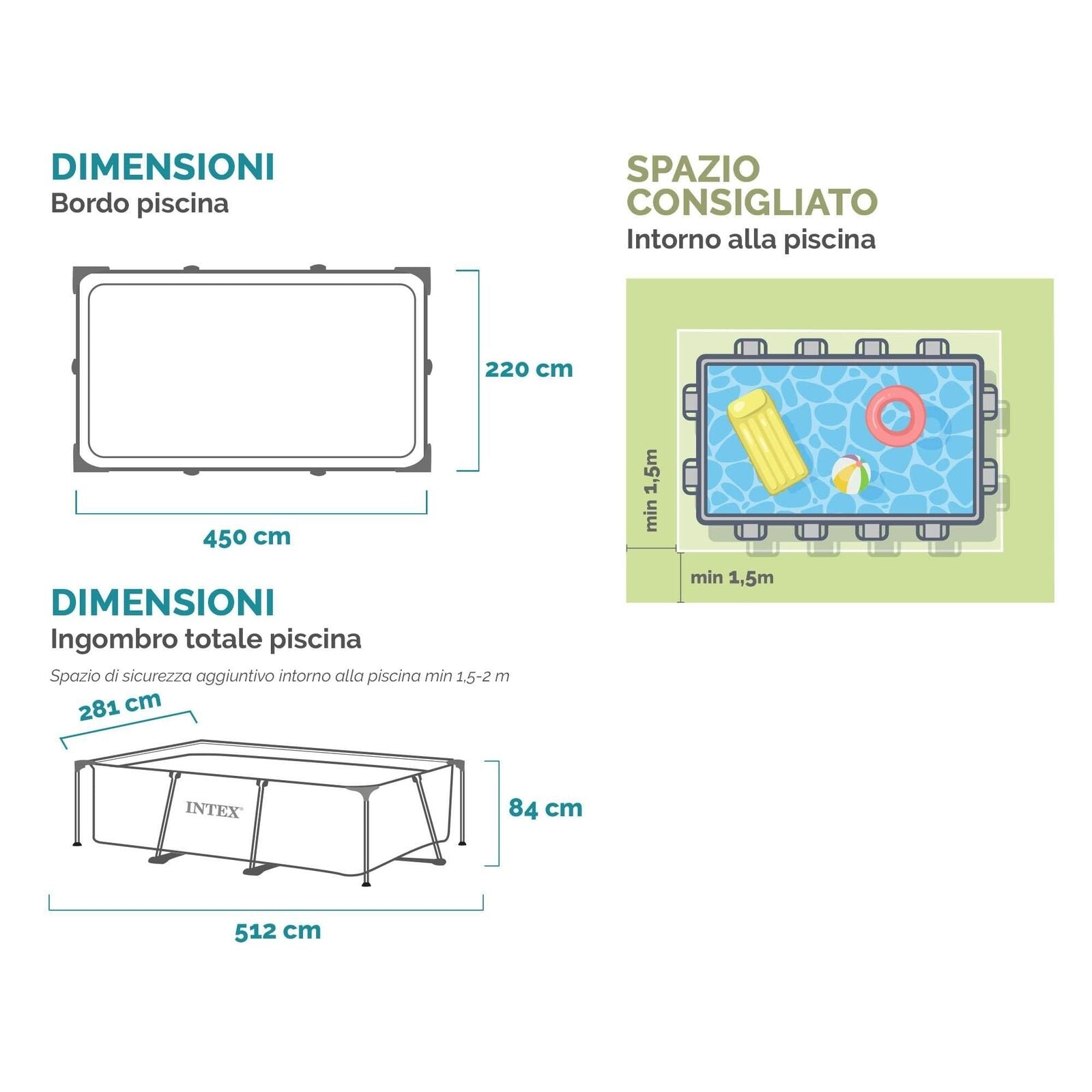 Intex 320071 Piscina Rettangolare Frame 450x220cm