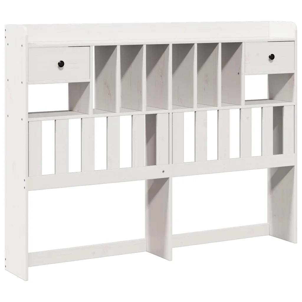 Testiera con Ripiani-Testata contenitore Bianca 140 cm in Legno Massello di Pino 784356
