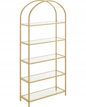 Libreria in vetro VALORA con 5 ripiani, oro - LGT050A01