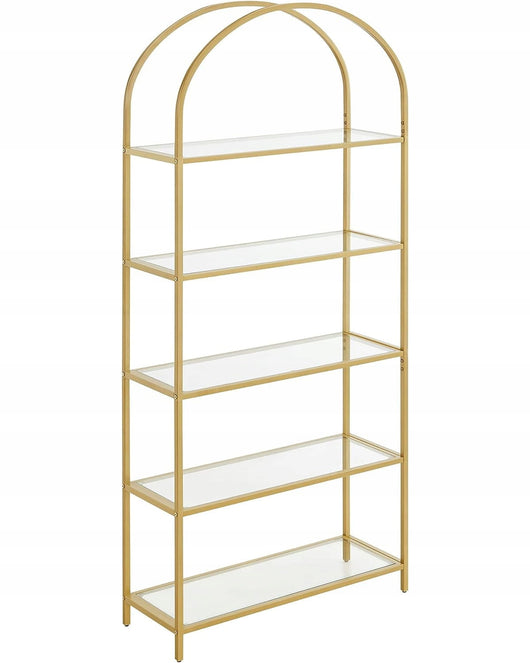 Libreria in vetro VALORA con 5 ripiani, oro - LGT050A01