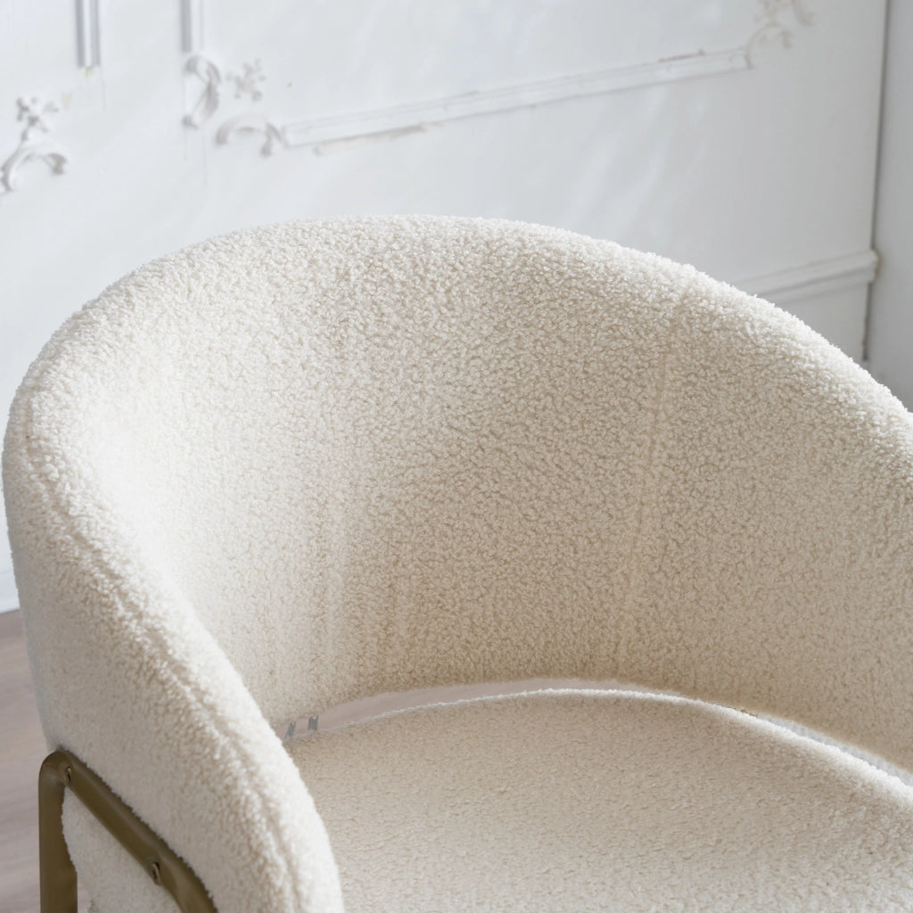 Sedia da Pranzo in Velluto Lamm Bianco con Gambe Dorate - Set da 4