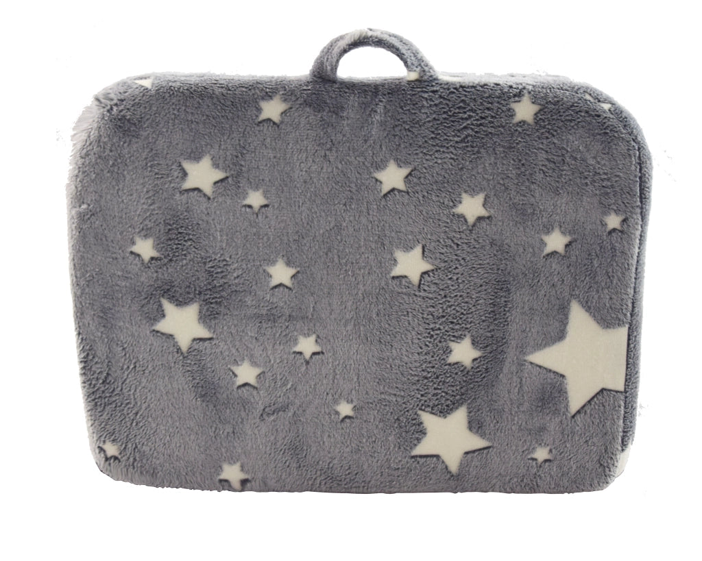 Poltroncina per bambini in tessuto grigio stelle con braccioli, sfoderabile e leggera 41 × 32 × 17 cm