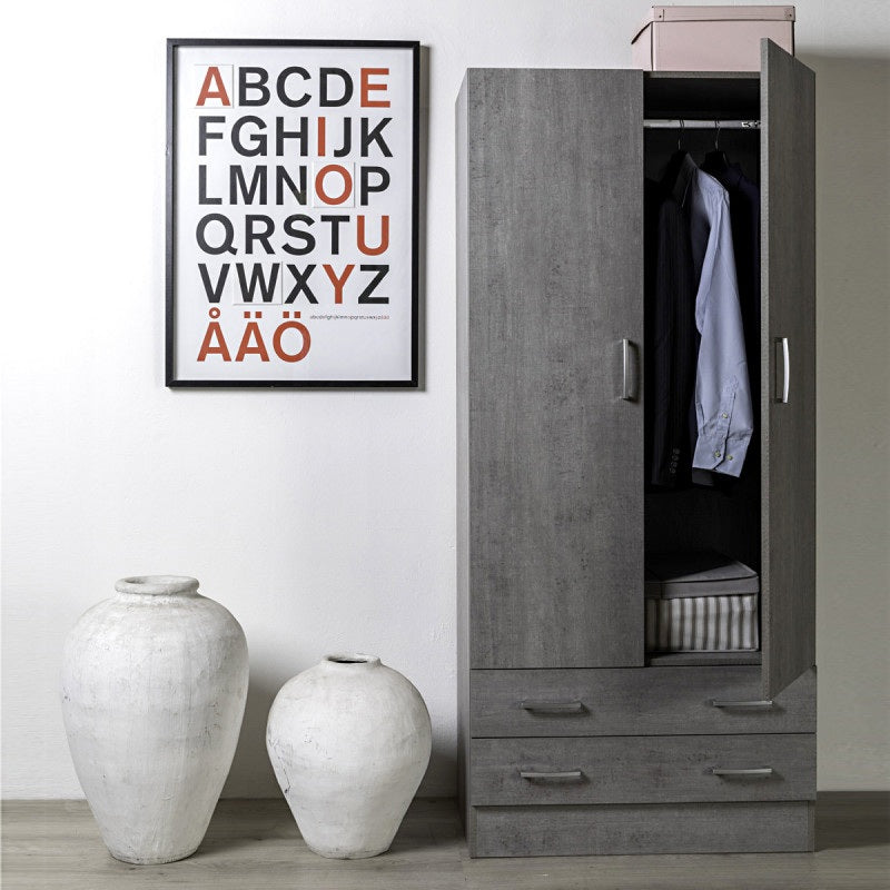 ARMADIO ESPRESSO 2 ANTE 82X47XH184CM CEMENTO.