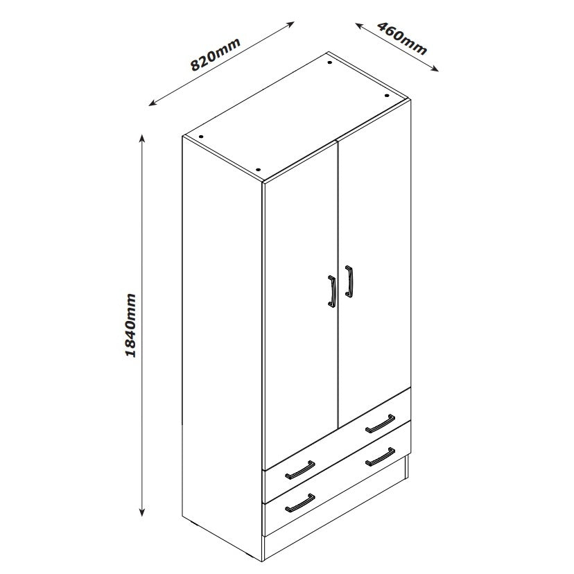 ARMADIO ESPRESSO 2 ANTE 82X47XH184CM CEMENTO.