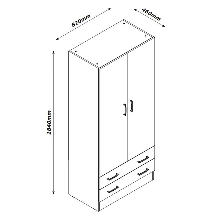 ARMADIO ESPRESSO 2 ANTE 82X47XH184CM CEMENTO.