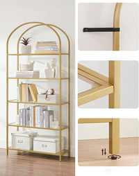 Libreria in vetro VALORA con 5 ripiani, oro - LGT050A01