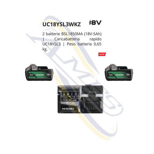 KIT BATTERIE 18V 2X5.0AH + CARICABATTERIE HIKOKI KITC UC18YSL3WKZ