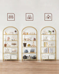 Libreria in vetro VALORA con 5 ripiani, oro - LGT050A01