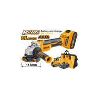 SMERIGLIATRICE BRUSHLESS 115MM 2 BATTERIE UNICHE P20S 4AH /CON BORSA INGCO CAGLI11522