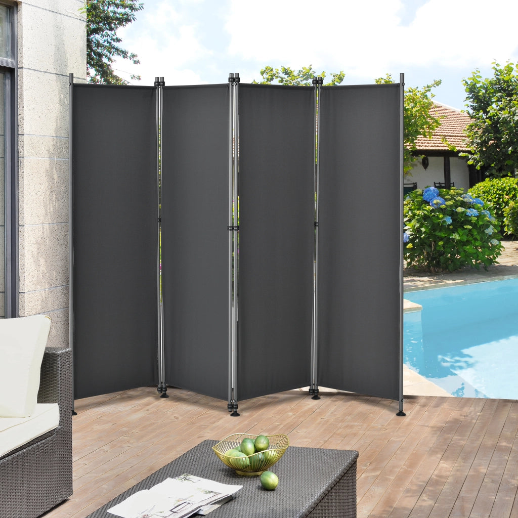 Paravento Modica a 4 Pannelli Parete Divisorio con Struttura Pieghevole (AxL) 170x215 cm - Grigio pro.tec