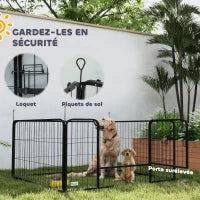 Parco di Parto per Cani Cuccia per Cani con Porta Tappeto di Pulizia Lavabile 122 x 122 x 60 cm nero