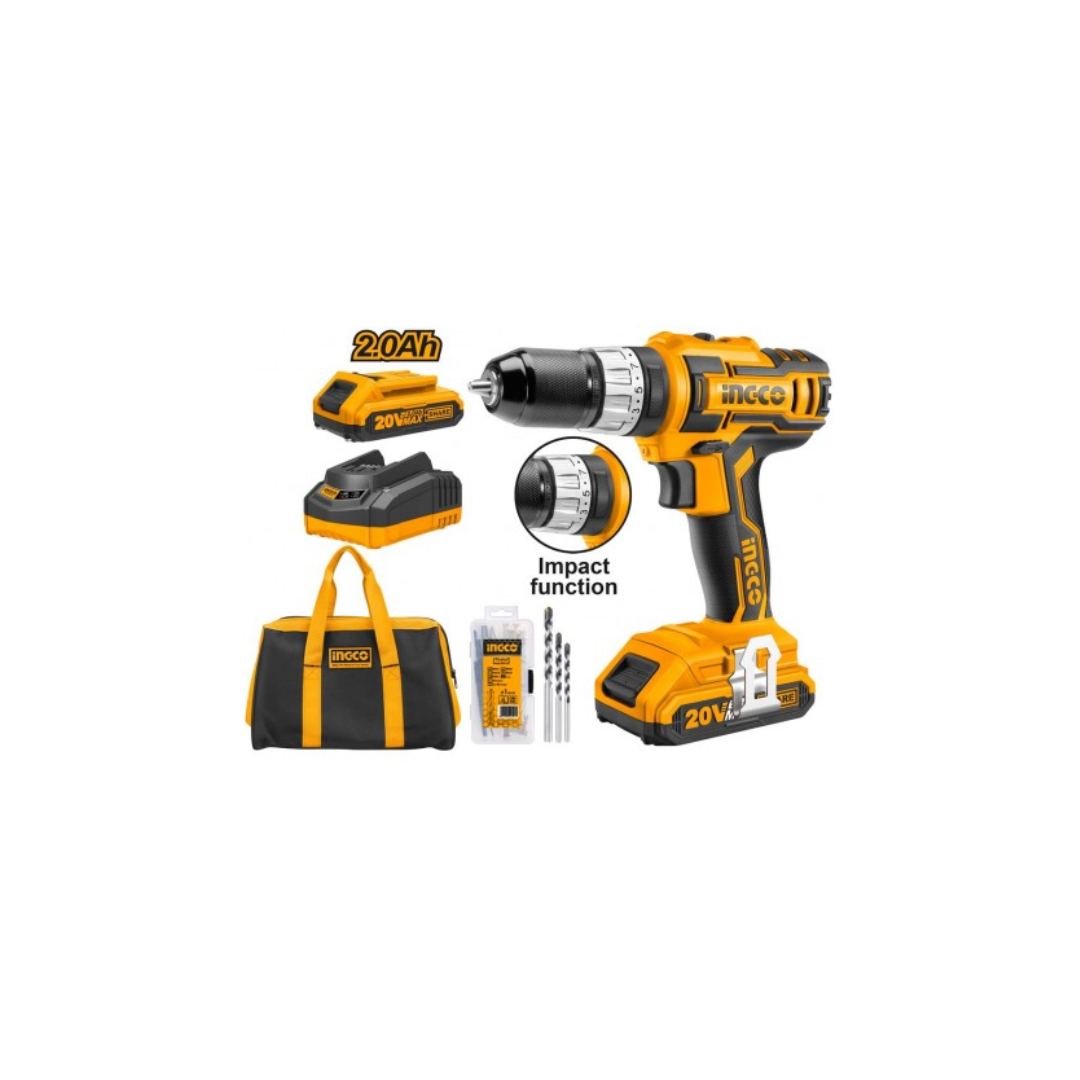 TRAPANO A PERCUSSIONE LITIO 20V CIDLI2002E INGCO