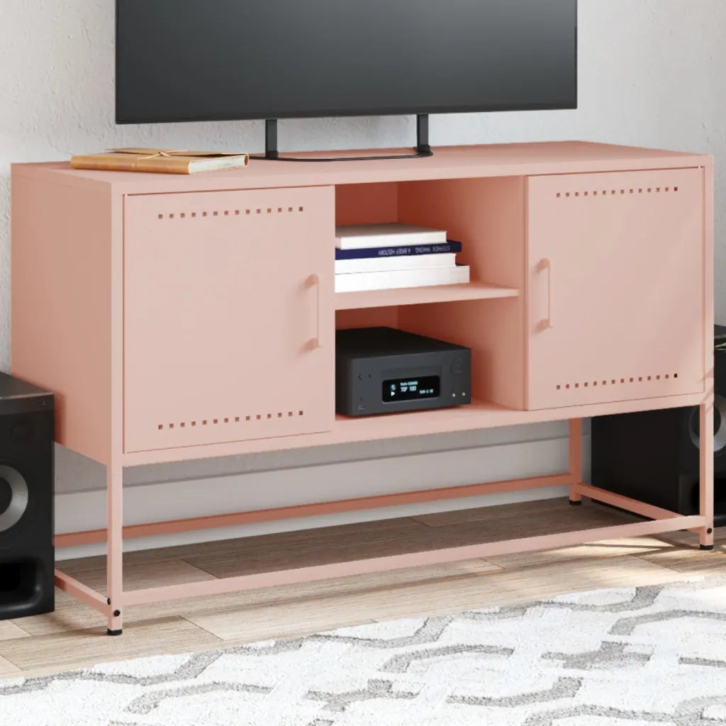 Mobile TV-Credenza per TV-Console TV Rosa 100,5x39x60,5 cm in Acciaio 901160