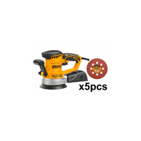 LEVIGATRICE ROTORBITALE 450W CON 5 FOGLI DI CARTA ABRASIVA RS4508 INGCO