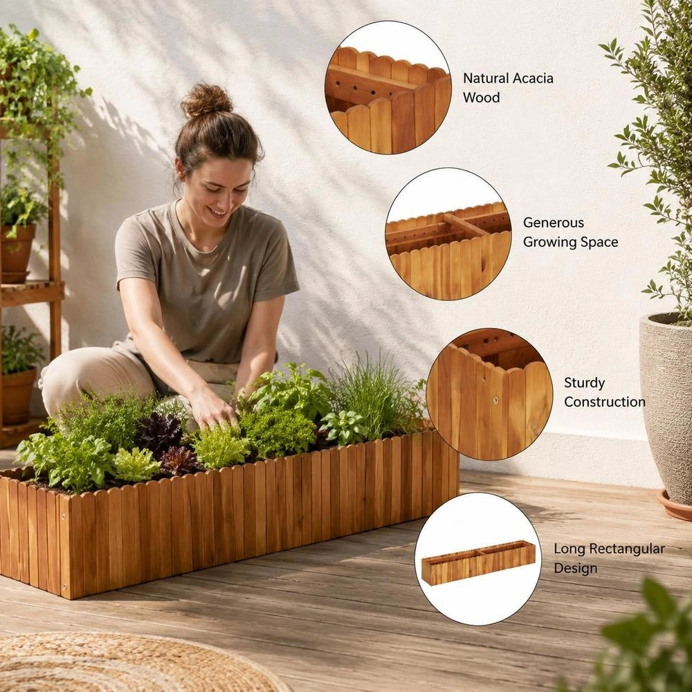 Garden Raised Bed 150x30x25 Cm Solid Acacia Wood