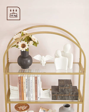 Libreria in vetro VALORA con 5 ripiani, oro - LGT050A01