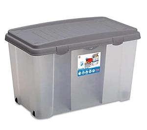 Stefanplast Contenitore Family box con Ruote e Coperchio Silver. Completo di 2 Divisori Rimovibili