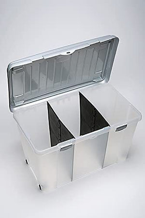 Stefanplast Contenitore Family box con Ruote e Coperchio Silver. Completo di 2 Divisori Rimovibili