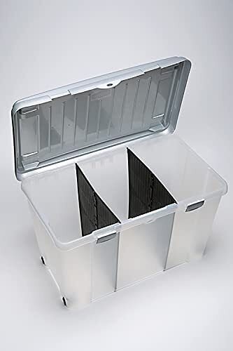 Stefanplast Contenitore Family box con Ruote e Coperchio Silver. Completo di 2 Divisori Rimovibili