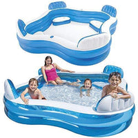 Intex 56475NP Inflatable Swim Center Family Lounge 90 x 90 x 26 inches Multi-color Piscina Familiare Intex Swim Centre con Sedili