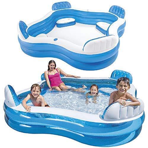 Intex 56475NP Inflatable Swim Center Family Lounge 90 x 90 x 26 inches Multi-color Piscina Familiare Intex Swim Centre con Sedili