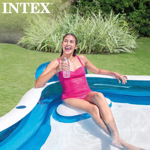 Intex 56475NP Inflatable Swim Center Family Lounge 90 x 90 x 26 inches Multi-color Piscina Familiare Intex Swim Centre con Sedili